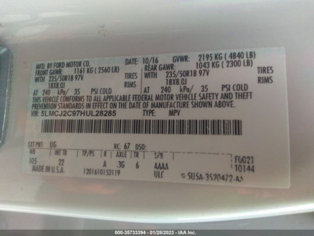 5LMCJ2C97HUL28285 Lincoln MKC SELECT