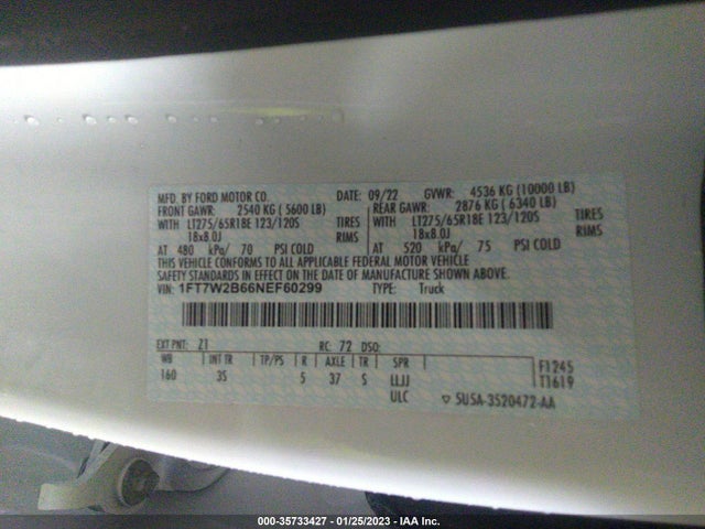 2022 Ford F-250, VIN: 1FT7W2B66NEF60299
