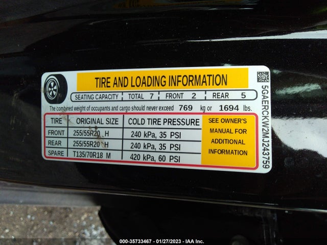 2021 BUICK ENCLAVE PREMIUM VIN: 5GAERCKW2MJ243759