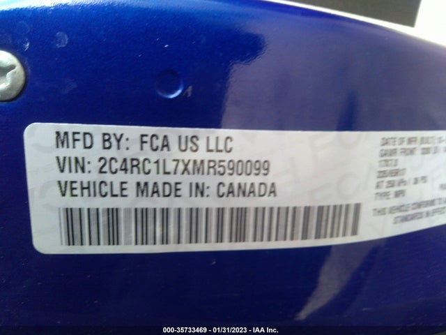 2021 Chrysler Pacifica Hybrid, VIN: 2C4RC1L7XMR590099