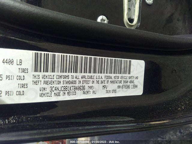 2019 Jeep Compass, VIN: 3C4NJCBB1KT840636