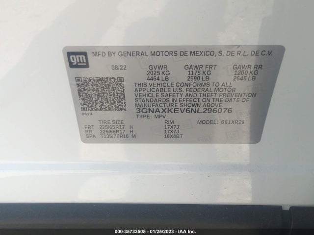 Chevrolet EQUINOX LT 2022 3GNAXKEV6NL296076 Image 9