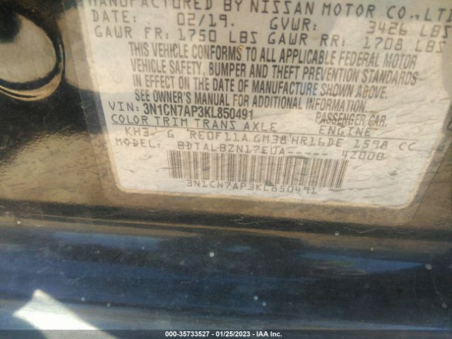 3N1CN7AP3KL850491 Nissan Versa Sedan Sv