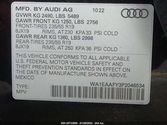 WA1EAAFY3P2046534 Audi Q5 S Line Premium Plus