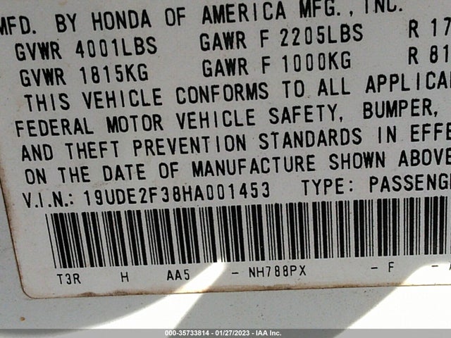 2017 Acura ILX, VIN: 19UDE2F38HA001453