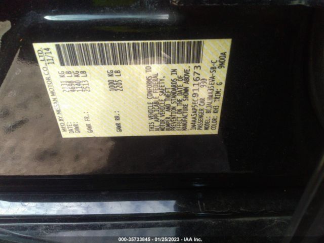 1N4AA5AP5EC911673 Nissan Maxima 3.5 Sv W/premium Pkg
