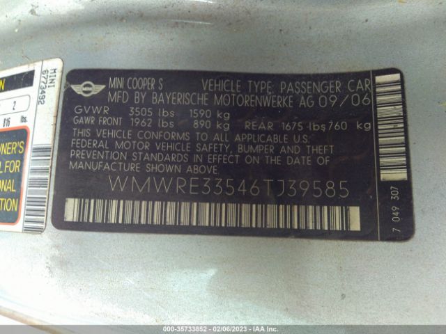 WMWRE33546TJ39585 Mini Cooper Hardtop S