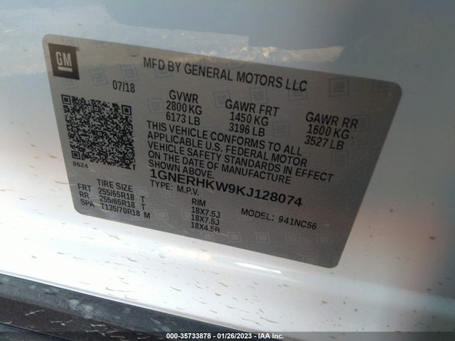 Chevrolet Traverse Lt Leather 2019 1GNERHKW9KJ128074 Image 10