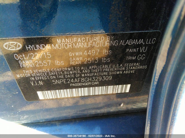 Hyundai Sonata 2.4l Se 2016 5NPE24AF8GH329309 Image 9