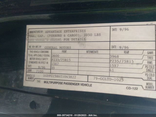 1GDFG15R6T1043822 GMC SAVANA RV G1500