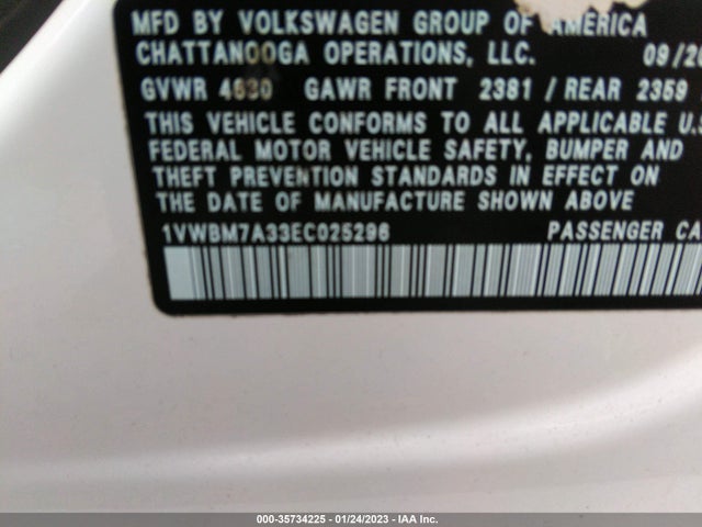 Volkswagen Passat Se W/sunroof 2014 1VWBM7A33EC025296 Image 10