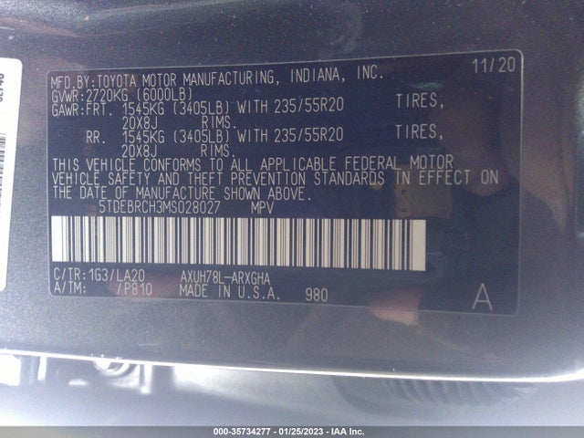 2021 Toyota Highlander, VIN: 5TDEBRCH3MS028027