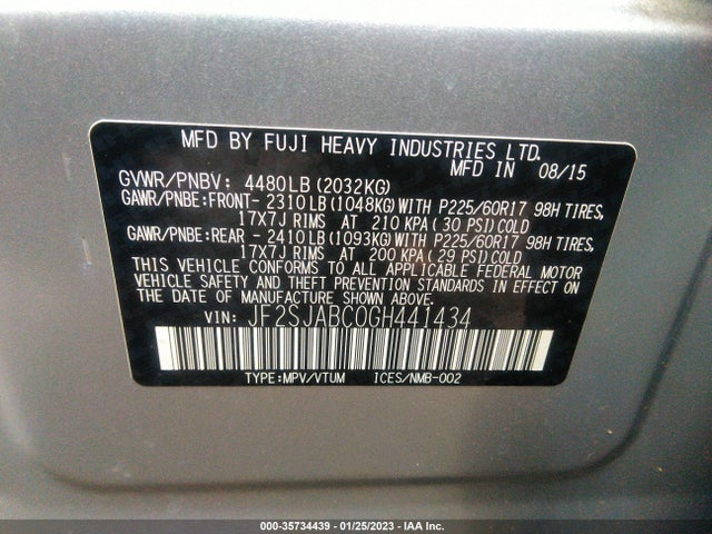 2016 Subaru Forester, VIN: JF2SJABC0GH441434
