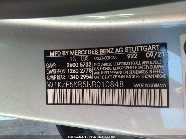 2022 Mercedes-Benz E-Class, VIN: W1KZF5KB5NB010848