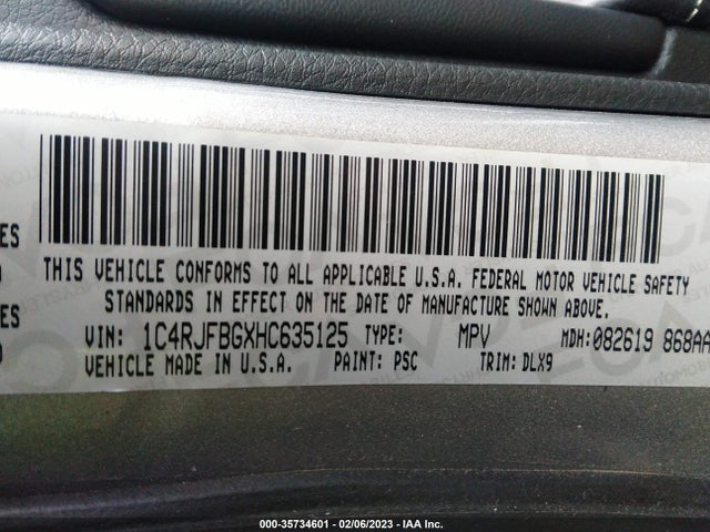 2017 Jeep Grand Cherokee, VIN: 1C4RJFBGXHC635125