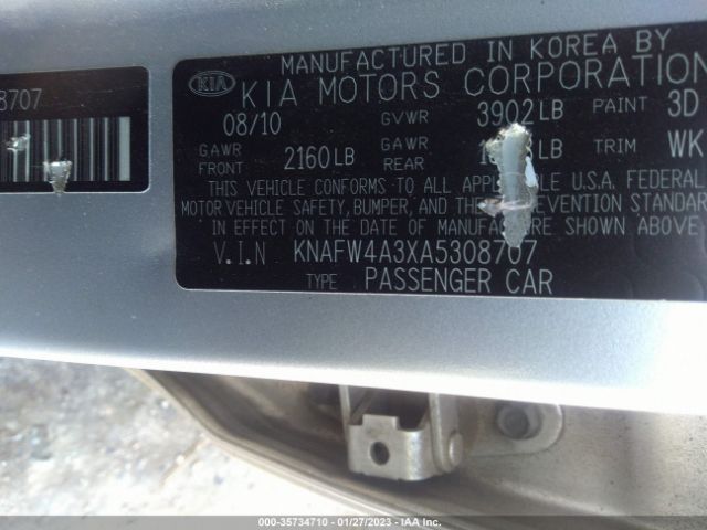 KNAFW4A3XA5308707 KIA FORTE SX