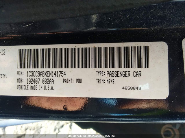 1C3CCBABXEN141754 Chrysler 200 LX