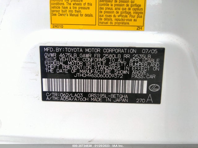 Lexus GS 300 2006 JTHCH96S060009372 Image 10