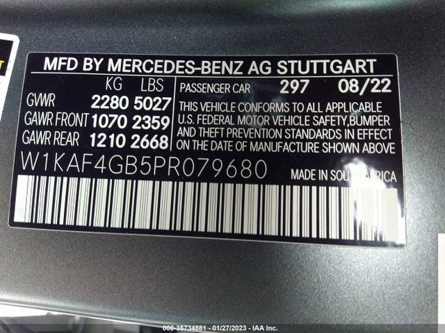 2023 Mercedes-Benz C-Class, VIN: W1KAF4GB5PR079680