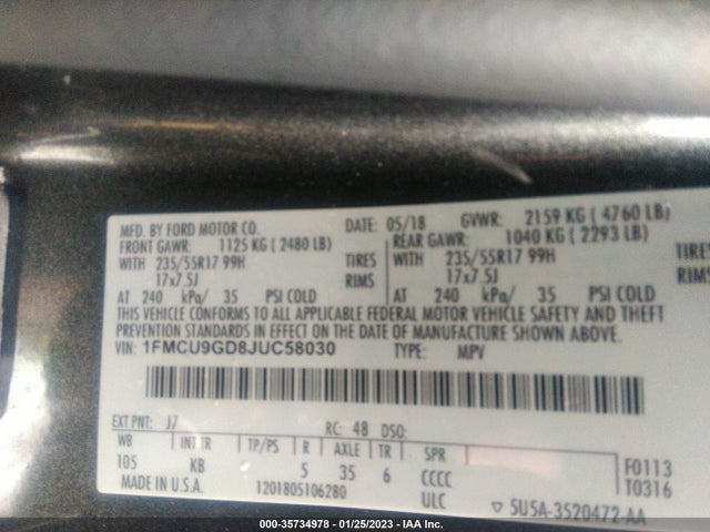 Ford ESCAPE SE 2018 1FMCU9GD8JUC58030 Image 9