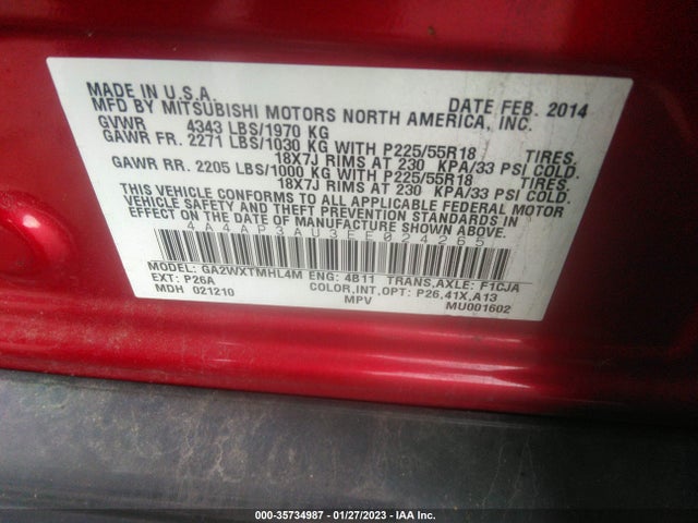 Mitsubishi Outlander Sport Es 2014 4A4AP3AU3EE024265 Image 9