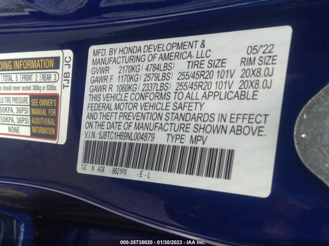 2022 Acura RDX, VIN: 5J8TC1H69NL004879