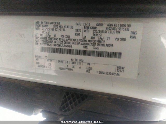 2016 Ford Transit, VIN: 1FTYR2ZG9GKA55999