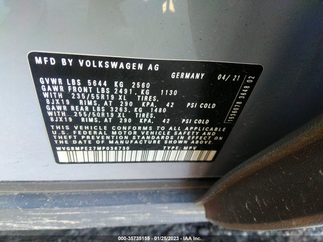 WVGRMPE27MP036730 Volkswagen ID.4 PRO