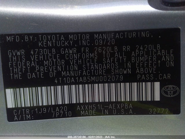 2021 Toyota Avalon, VIN: 4T1DA1AB5MU002079