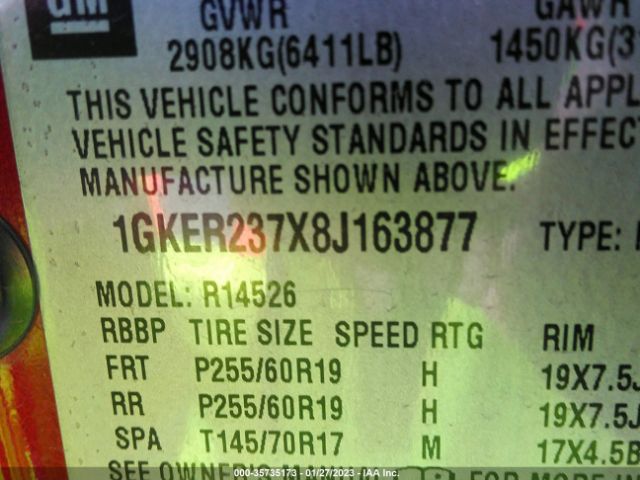 1GKER237X8J163877 GMC Acadia Slt1