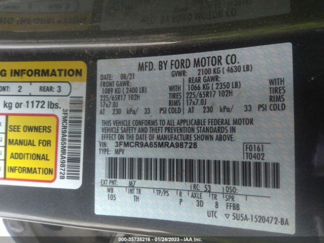 3FMCR9A65MRA98728 Ford Bronco Sport Base