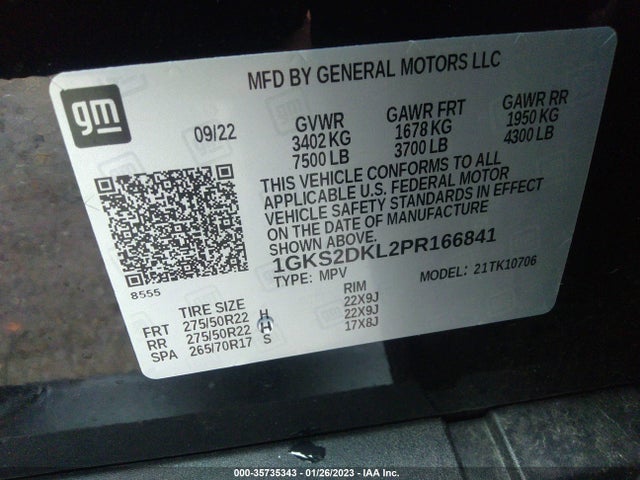 2023 GMC Yukon, VIN: 1GKS2DKL2PR166841