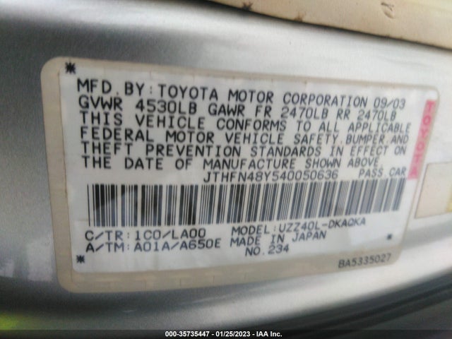 JTHFN48Y540050636 Lexus SC 430