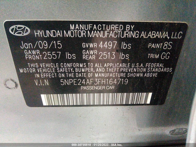 Hyundai Sonata 2.4l Se 2015 5NPE24AF3FH164719 Image 10