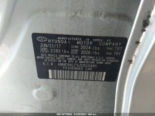 2018 Hyundai Elantra, VIN: KMHD84LFXJU505485