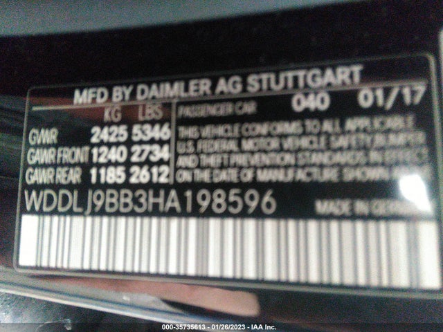 2017 Mercedes-Benz CLS-Class, VIN: WDDLJ9BB3HA198596