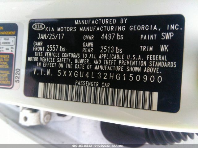 5XXGU4L32HG150900 KIA OPTIMA EX