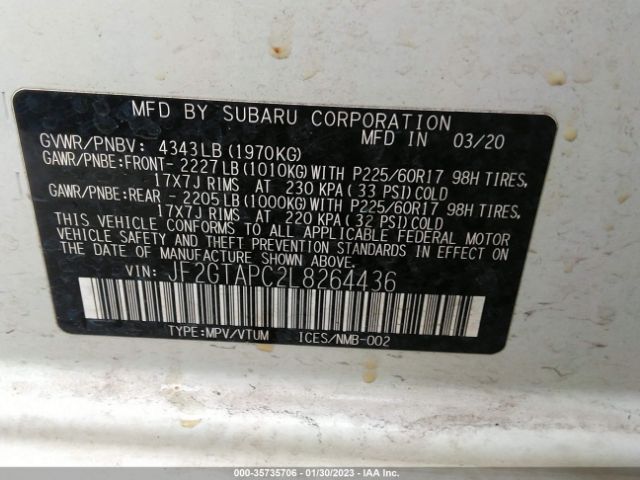 JF2GTAPC2L8264436 Subaru Crosstrek Premium