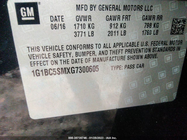 Chevrolet CRUZE LS 2016 1G1BC5SMXG7300605 Image 10