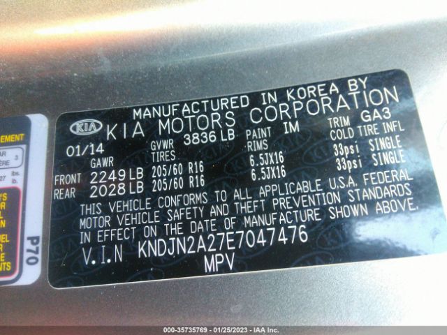 KNDJN2A27E7047476 KIA Soul Base