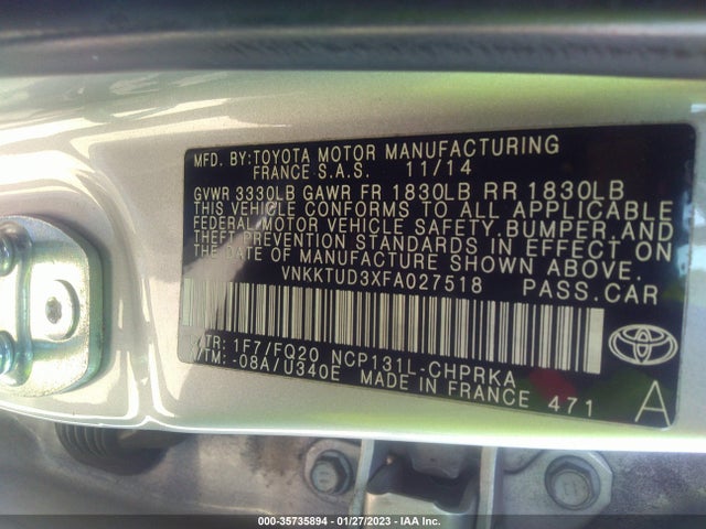 2015 Toyota Yaris, VIN: VNKKTUD3XFA027518