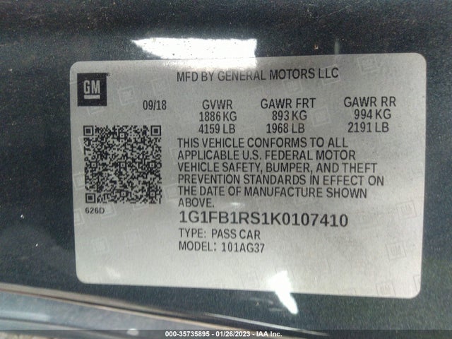 Chevrolet Camaro 1lt 2019 1G1FB1RS1K0107410 Image 10