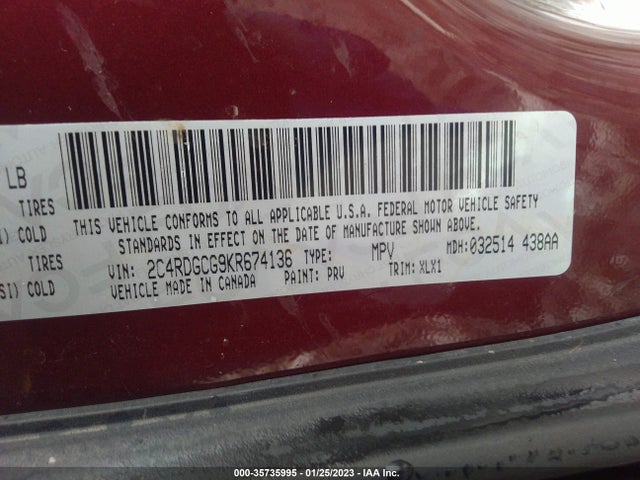 Dodge Grand Caravan Sxt 2019 2C4RDGCG9KR674136 Image 9