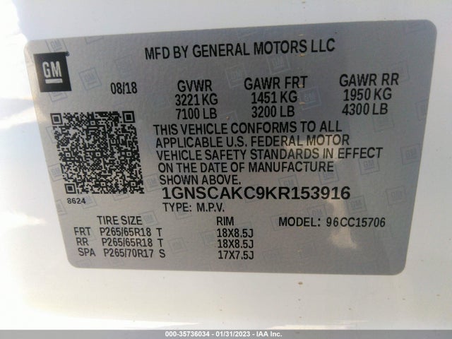 Chevrolet Tahoe Ls 2019 1GNSCAKC9KR153916 Image 10