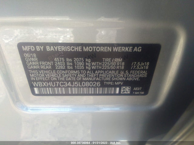 2018 BMW X1, VIN: WBXHU7C34J5L08026