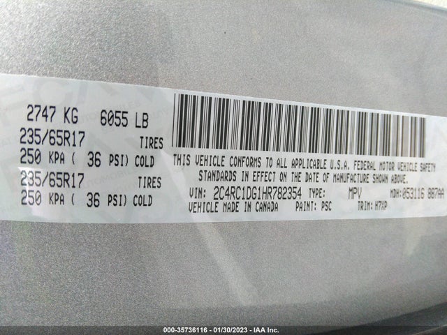 Chrysler Pacifica Touring 2017 2C4RC1DG1HR782354 Image 9