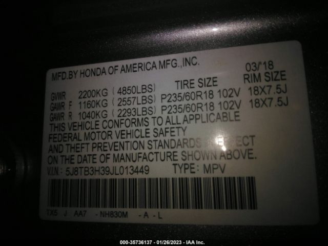 5J8TB3H39JL013449 Acura RDX