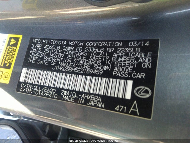 2014 Lexus CT, VIN: JTHKD5BH5E2189459