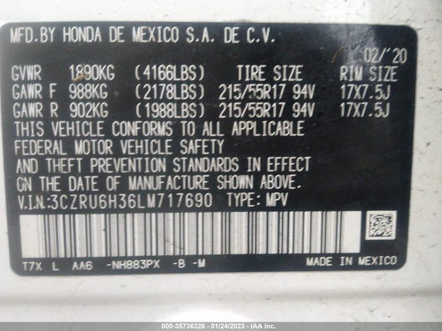 2020 Honda HR-V, VIN: 3CZRU6H36LM717690
