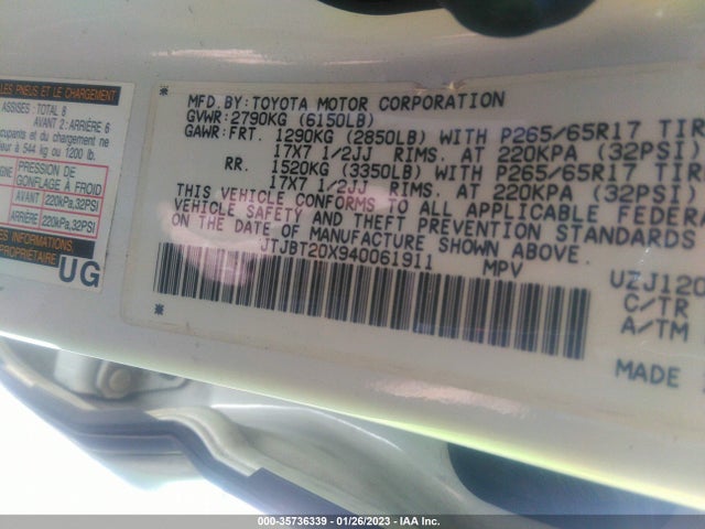 JTJBT20X940061911 Lexus GX 470
